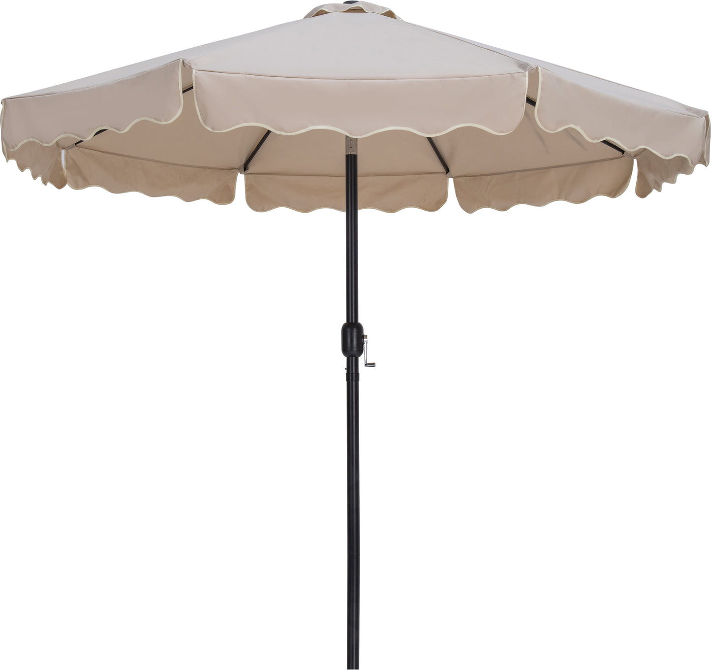 simba beige fabric with cream piping / matte white aluminum patio umbrella with base sets