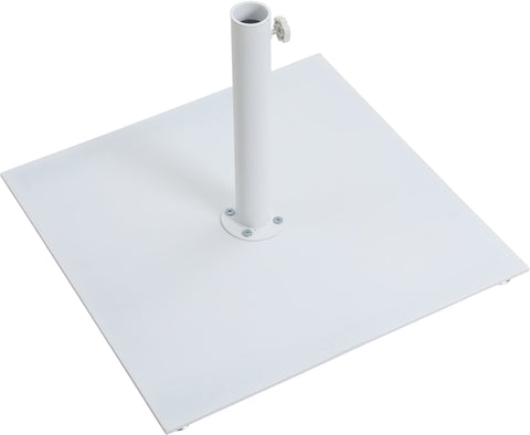 Simba Beige Fabric With Cream Piping / Matte White Aluminum Patio Umbrella with Base Sets