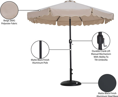 Nova Beige Water Resistant Fabric And Aluminum Patio Umbrella with Base Set (Style 16)