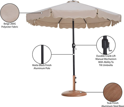 Nova Beige Water Resistant Fabric And Aluminum Patio Umbrella with Base Set (Style 17)