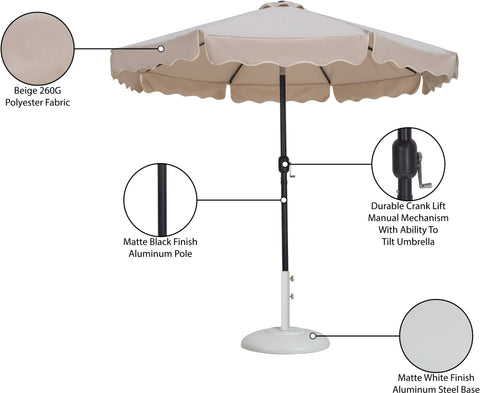 Nova Beige Water Resistant Fabric And Aluminum Patio Umbrella with Base Set (Style 18)