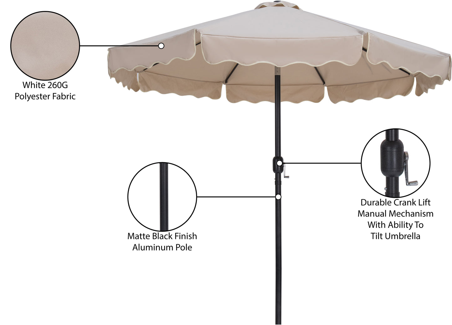 simba beige with cream piping fabric patio umbrellas