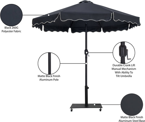 Nova Black Water Resistant Fabric And Aluminum Patio Umbrella with Base Set (Style 13)