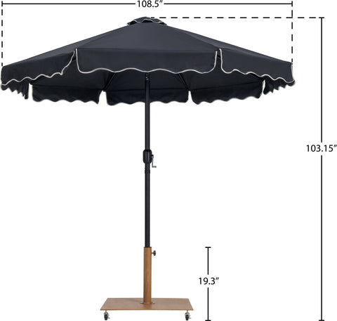 Nova Black Water Resistant Fabric And Aluminum Patio Umbrella with Base Set (Style 14)