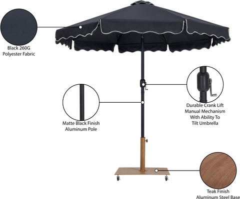 Nova Black Water Resistant Fabric And Aluminum Patio Umbrella with Base Set (Style 14)