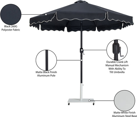 Nova Black Water Resistant Fabric And Aluminum Patio Umbrella with Base Set (Style 15)