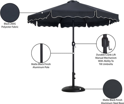 Nova Black Water Resistant Fabric And Aluminum Patio Umbrella with Base Set (Style 16)