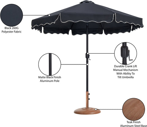 Nova Black Water Resistant Fabric And Aluminum Patio Umbrella with Base Set (Style 17)