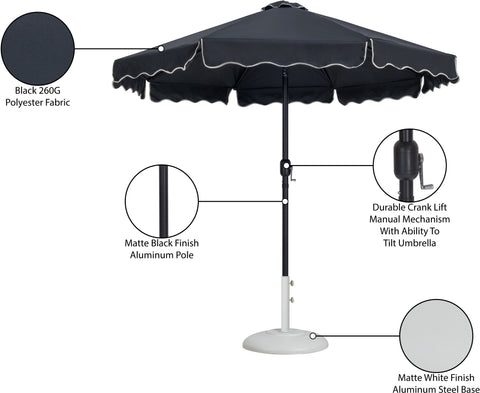 Nova Black Water Resistant Fabric And Aluminum Patio Umbrella with Base Set (Style 18)