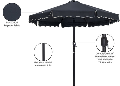 Nova Black Water Resistant Fabric And Aluminum Patio Umbrella, 1 Piece (Style 3)