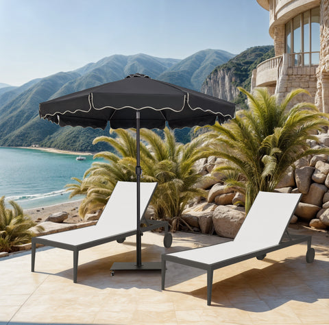 Nova Black Water Resistant Fabric And Aluminum Patio Umbrella, 1 Piece (Style 3)