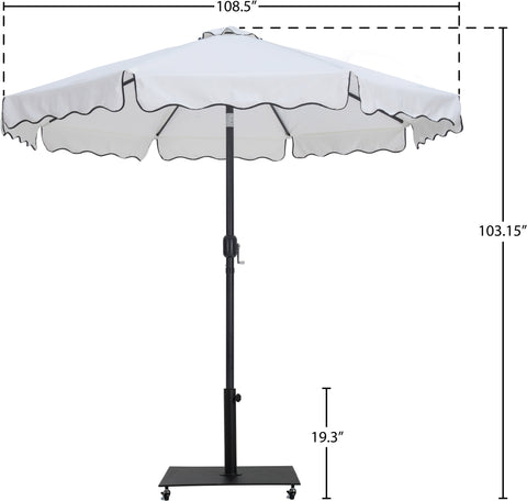 Nova White Water Resistant Fabric And Aluminum Patio Umbrella with Base Set (Style 13)