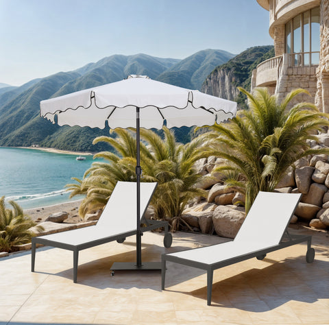 Nova White Water Resistant Fabric And Aluminum Patio Umbrella with Base Set (Style 13)