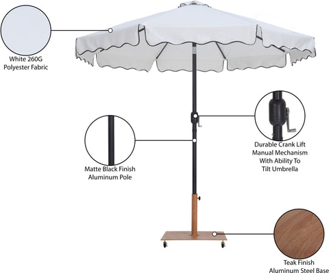 Nova White Water Resistant Fabric And Aluminum Patio Umbrella with Base Set (Style 14)