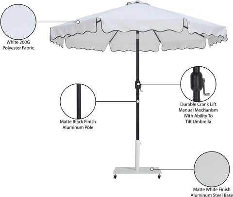 Nova White Water Resistant Fabric And Aluminum Patio Umbrella with Base Set (Style 15)