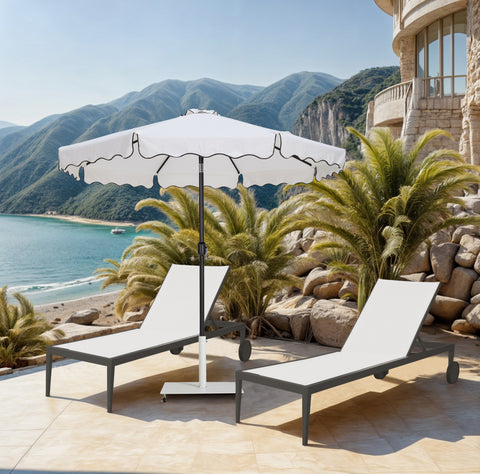 Nova White Water Resistant Fabric And Aluminum Patio Umbrella with Base Set (Style 15)