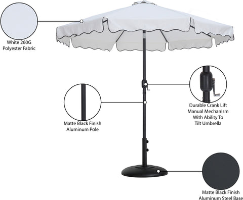 Nova White Water Resistant Fabric And Aluminum Patio Umbrella with Base Set (Style 16)