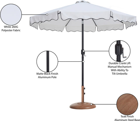Nova White Water Resistant Fabric And Aluminum Patio Umbrella with Base Set (Style 17)