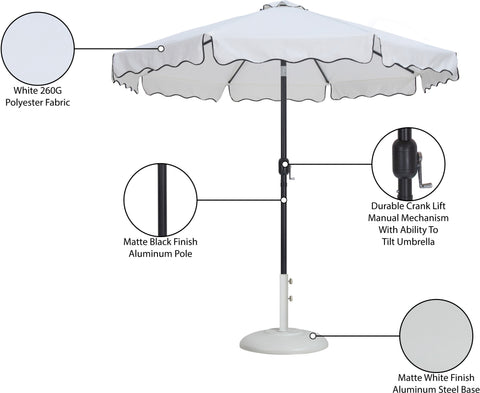 Nova White Water Resistant Fabric And Aluminum Patio Umbrella with Base Set (Style 18)