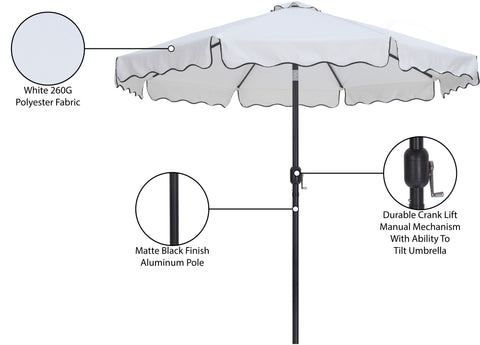Nova White Water Resistant Fabric And Aluminum Patio Umbrella, 1 Piece (Style 3)
