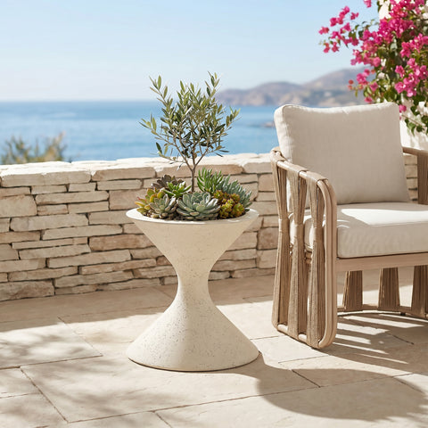 Celine 17.75" Cream Indoor / Outdoor Concrete Planter, 1 Piece