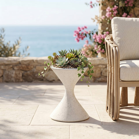 Celine 17.75" Cream Indoor / Outdoor Concrete Planter, 1 Piece (Style 2)