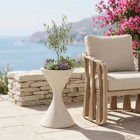 Celine 17.75" Cream Indoor / Outdoor Concrete Planter, 1 Piece (Style 3)