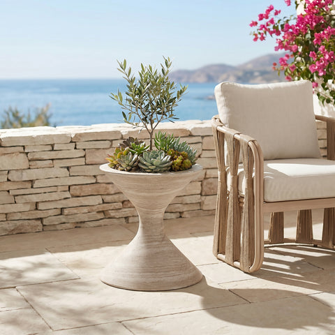 Celine 17.75" Travertine Indoor / Outdoor Concrete Planter, 1 Piece