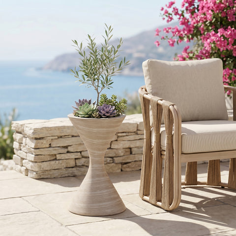 Celine 17.75" Travertine Indoor / Outdoor Concrete Planter, 1 Piece (Style 3)