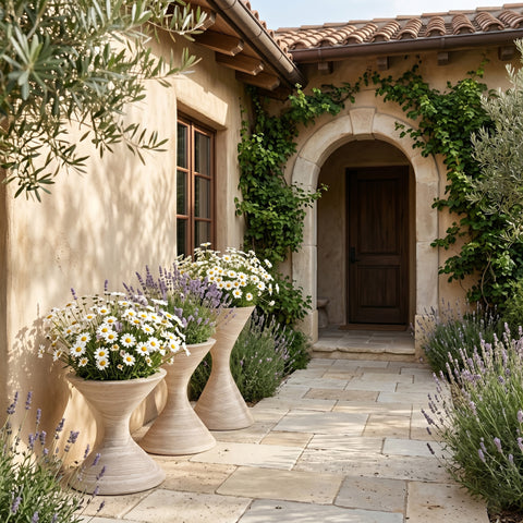 Celine 17.75" Travertine Indoor / Outdoor Concrete Planter, 1 Piece (Style 3)