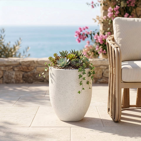 Farrah 20.5" Cream Indoor / Outdoor Concrete Planter, 1 Piece