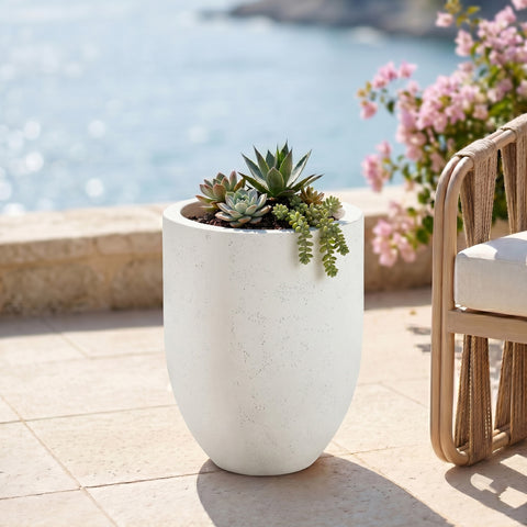 Farrah 26.75" Cream Indoor / Outdoor Concrete Planter, 1 Piece