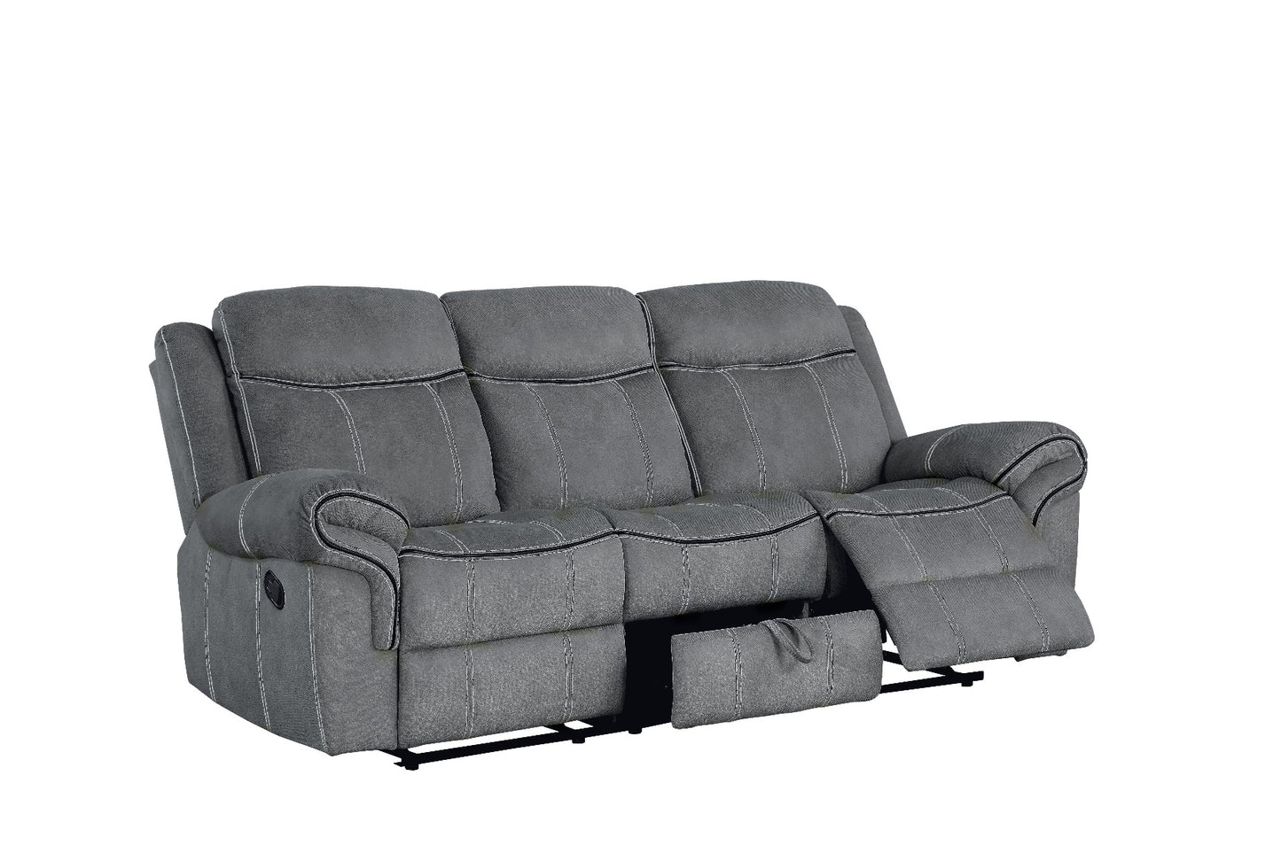 damir motion sofa & console w/usb, two tone gray velvet