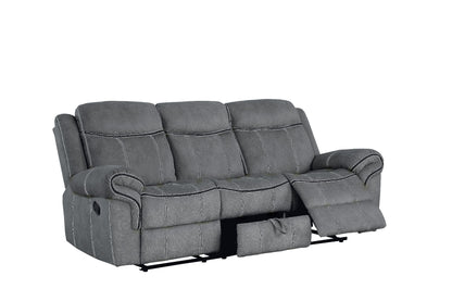 Damir Motion Sofa & Console W/Usb, Two Tone Gray Velvet