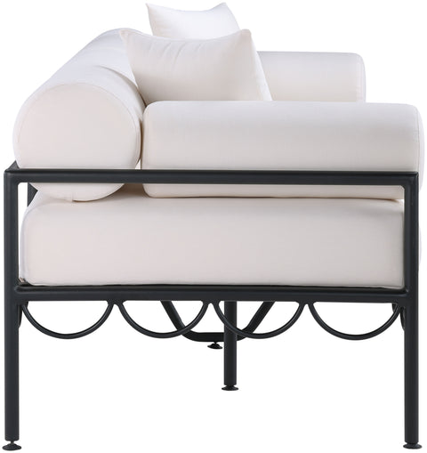 Veda 85.75" Cream Resilient Water Repellent Fabric Upholstered Outdoor Patio Sofa, 1 Piece