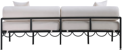Veda 85.75" Cream Resilient Water Repellent Fabric Upholstered Outdoor Patio Sofa, 1 Piece