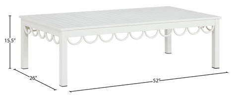 Veda White Aluminum Outdoor Patio Coffee Table, 1 Piece
