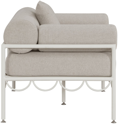 Veda Beige Resilient Water Repellent Fabric Upholstered Outdoor Patio Chair, 1 Piece