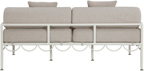 Veda 69.75" Beige Resilient Water Repellent Fabric Upholstered Outdoor Patio Loveseat, 1 Piece