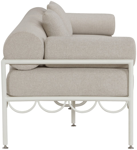 Veda 85.75" Beige Resilient Water Repellent Fabric Upholstered Outdoor Patio Sofa, 1 Piece