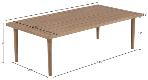 Mira Natural Aluminum Outdoor Patio Coffee Table, 1 Piece