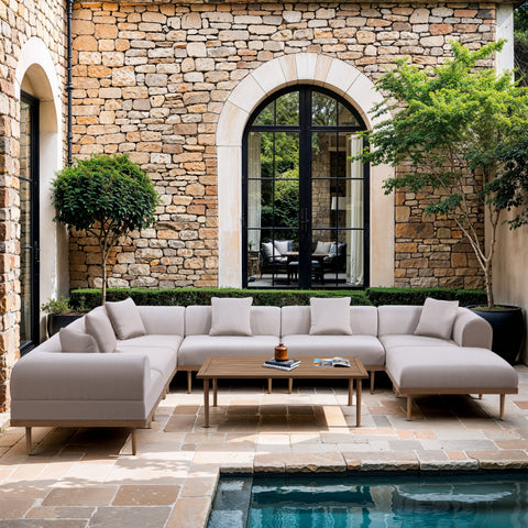 Mira Natural Aluminum Outdoor Patio Coffee Table, 1 Piece