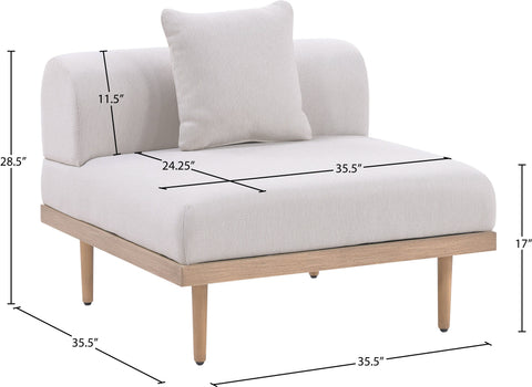 Mira Beige Resilient Water Resistant Fabric Upholstered Outdoor Patio Armless Chair, 1 Piece