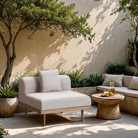 Mira Beige Resilient Water Resistant Fabric Upholstered Outdoor Patio Armless Chair, 1 Piece