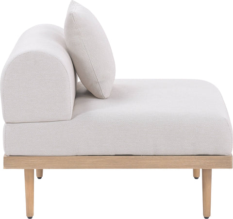 Mira Beige Resilient Water Resistant Fabric Upholstered Outdoor Patio Armless Chair, 1 Piece