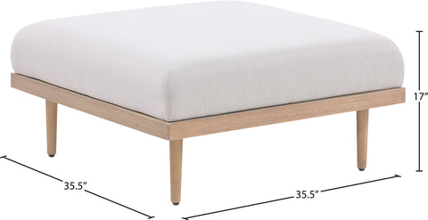 Mira Beige Resilient Water Resistant Fabric Upholstered Outdoor Patio Ottoman, 1 Piece