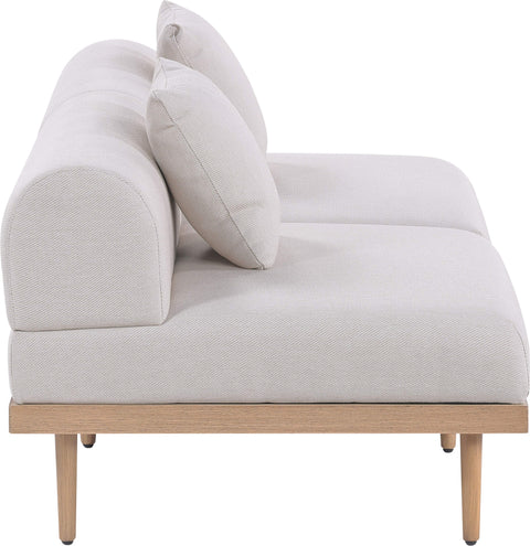 Mira 71" Beige Resilient Water Resistant Fabric Upholstered Outdoor Patio Loveseat, 2-Piece