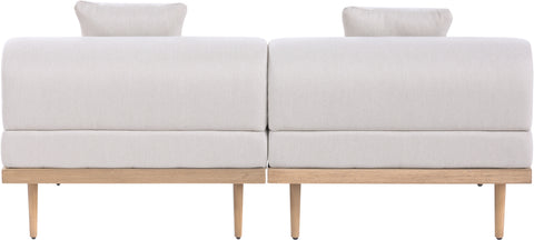 Mira 71" Beige Resilient Water Resistant Fabric Upholstered Outdoor Patio Loveseat, 2-Piece