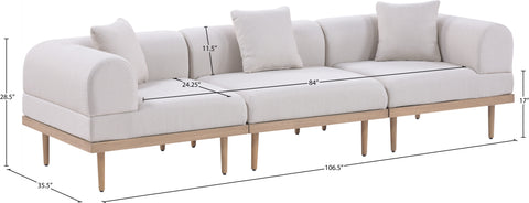 Mira 106.5" Beige Resilient Water Resistant Fabric Upholstered Outdoor Patio Sofa, 3-Piece (Style 2)