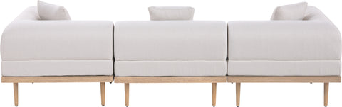 Mira 106.5" Beige Resilient Water Resistant Fabric Upholstered Outdoor Patio Sofa, 3-Piece (Style 2)